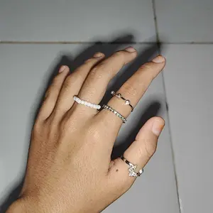 Cincin set 9pcs Bentuk kupu kupu aksen mutiara gaya cincin itu murah #S06