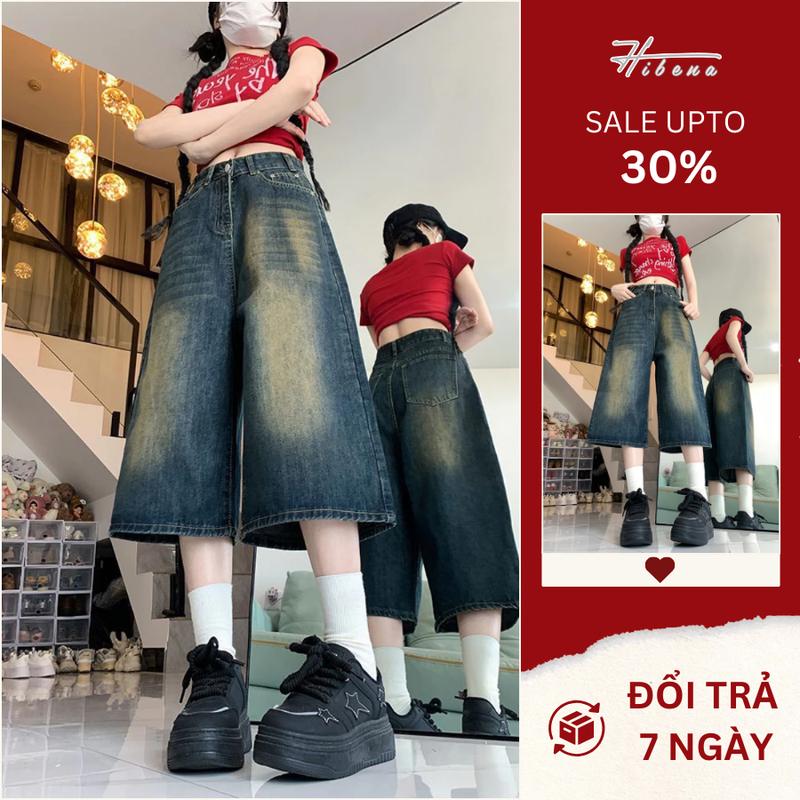 Quần jean lửng nữ ống rộng cạp cao chất liệu cao cấp form đẹp thoải mái mặc hàng ngày trendy Q9