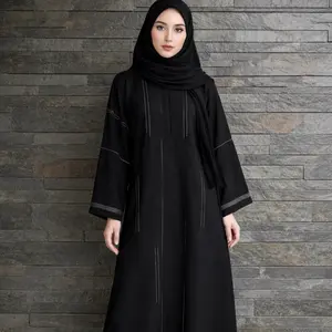 Abaya Yasmine Material Fortaleza dengan Manik-Manik Bahan Halus Lembut Adem