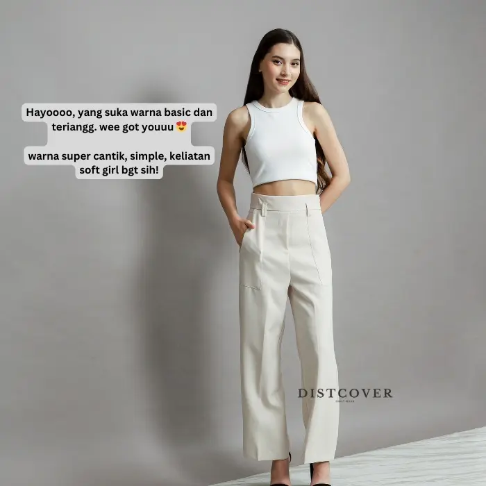 SAN STORE - Diora Pants Anti kusut Trousers - Highwaist Wide Leg - Celana Kantor/Formal Wanita 7
