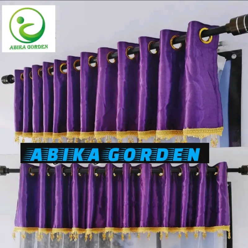 Gorden Poni Blackout Import Printing Abu Model Smokring Tinggi 40 Cm Kain Renda Curtain 2