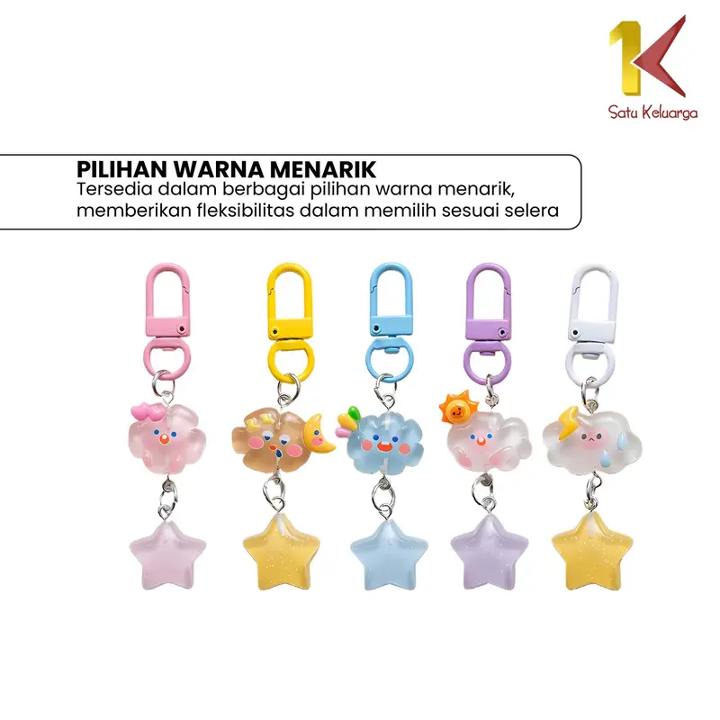[COD] SK C1160 Keychain Gantungan Kunci Awan Bintang Kilat Lucu 4