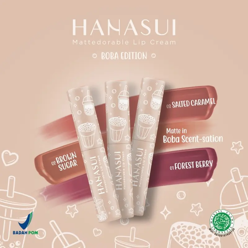 HANASUI MATTEDORABLE LIP CREAM BOBA EDITION 4