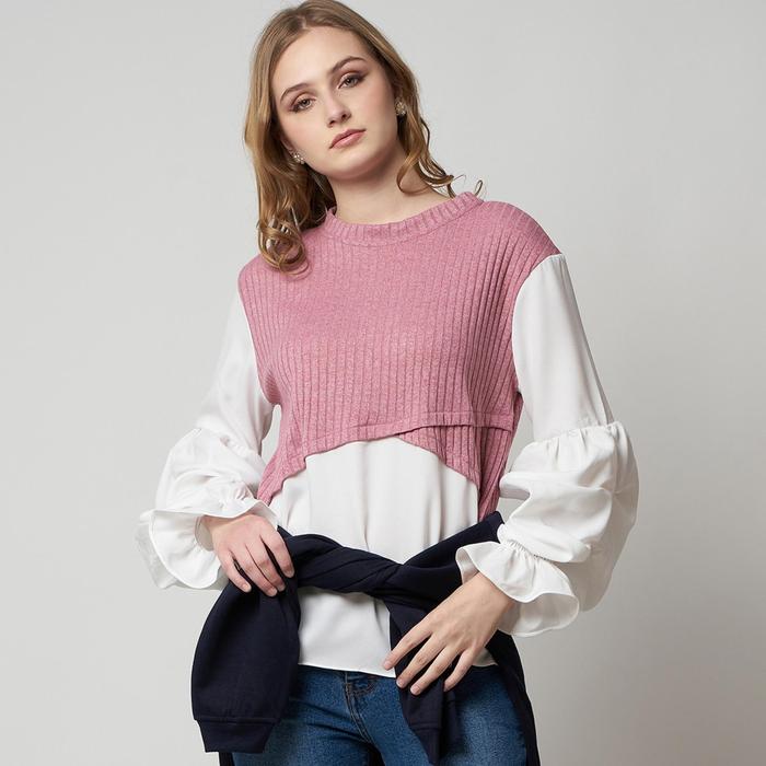 Gambar Monellina 601158 Blouse Oversize Wanita Lengan Panjang Puff dari Monellina Fashion Kota Administrasi Jakarta Barat Tokopedia