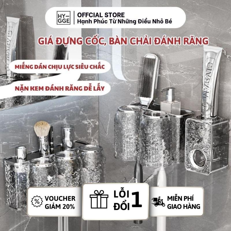  Giá Đựng Bàn Chải Đánh Răng Nhả Kem Tự Động Không Khoan Tường Nhà Tắm Hoạ Tiết Pha Lê Kệ Bàn Chải Kem Đánh Răng Cao Cấp 