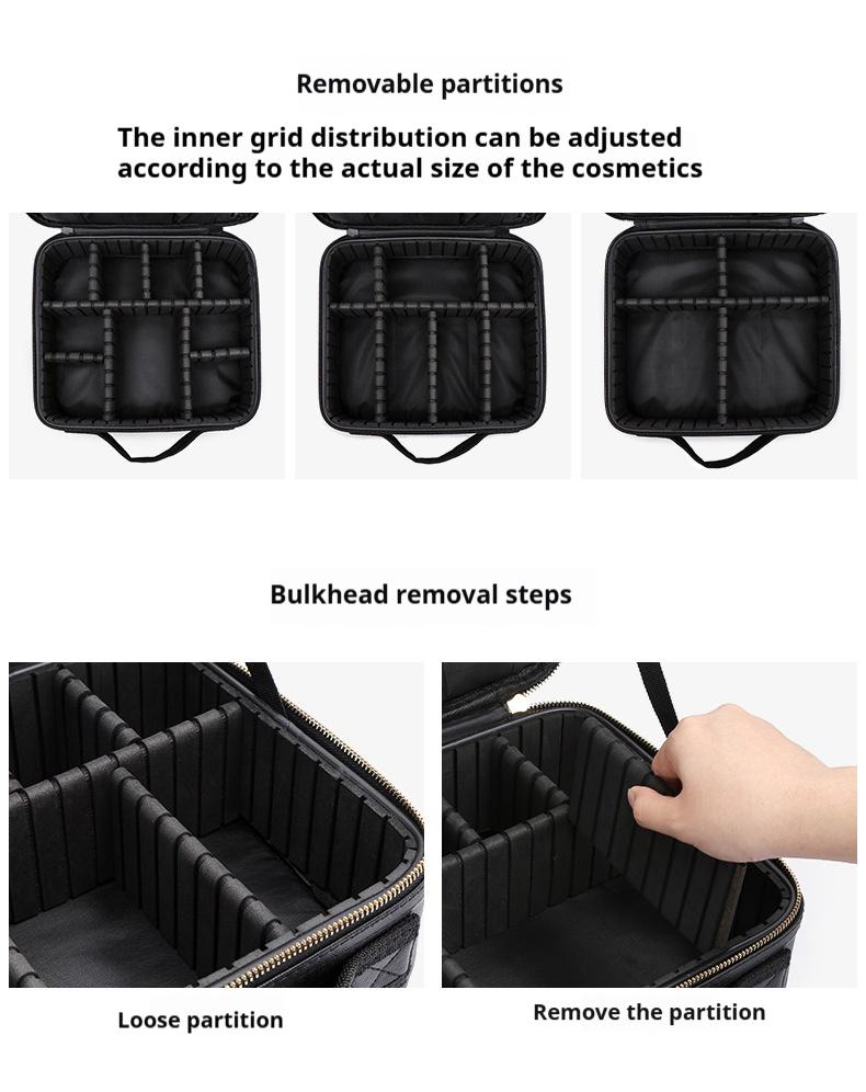 Product Introduction of กระเป๋าแต่งหน้า, พาร์ติชั่นมืออาชีพความจุขนาดใหญ่, แบบพกพา, กระเป๋าเก็บของสองชั้น, มัลติฟังก์ชั่น, กล่องแต่งหน้าพกพา 13