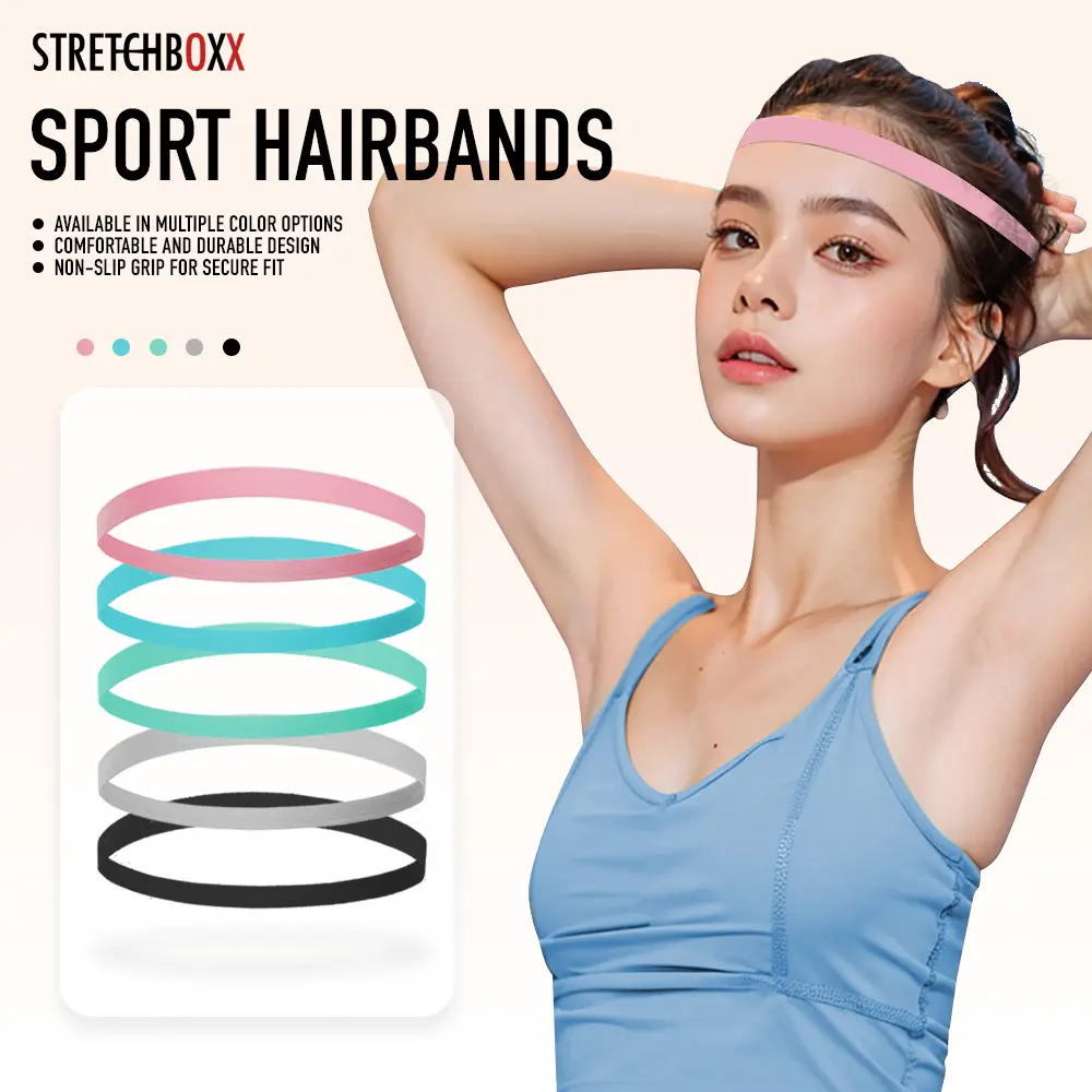StretchBoxx Premium Thin Sports Headbands – High-Performance, Non-Slip Fitness Skinny Headbands