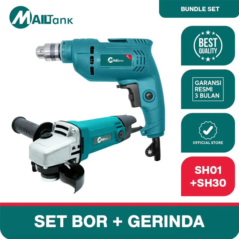 Paket Kombo MAILTANK SH01 + SH30 – Gerinda Tangan 600W + Bor Bolak-Balik 580W Multifungsi untuk Rumah & Proyek Ringan