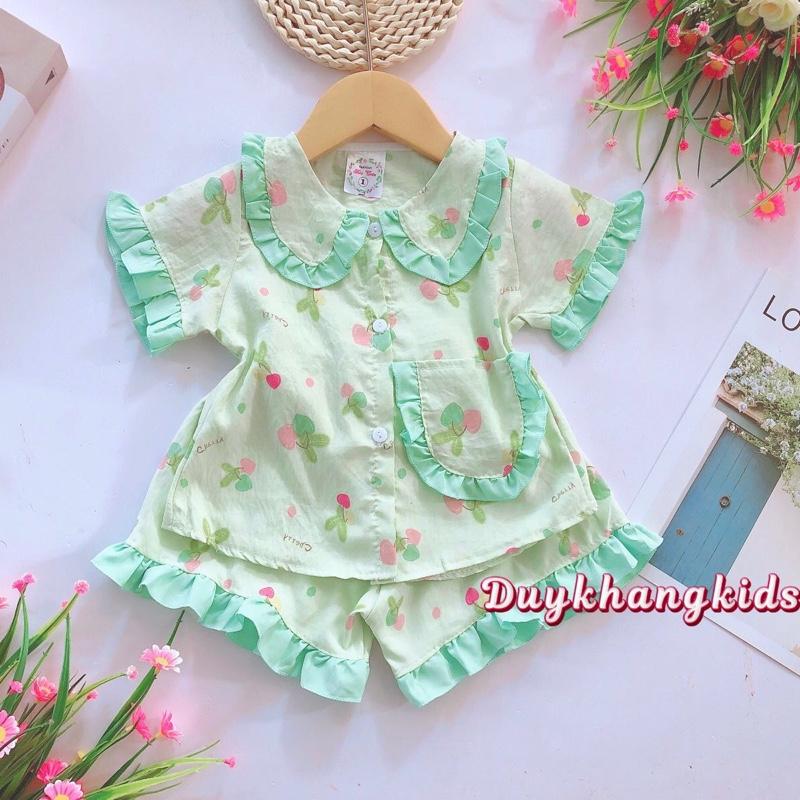Bộ pizama ngắn Phải cotton Hàn mềm mát cho bé gái 8 đến 16kg 3