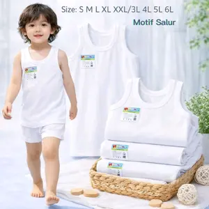 6pcs  Kaos Dalam Anak Laki-Laki Singlet Salur Kaos Dalam/Singlet Baby & anak-anak Cowo/Pria Bayi Katun Perempuan