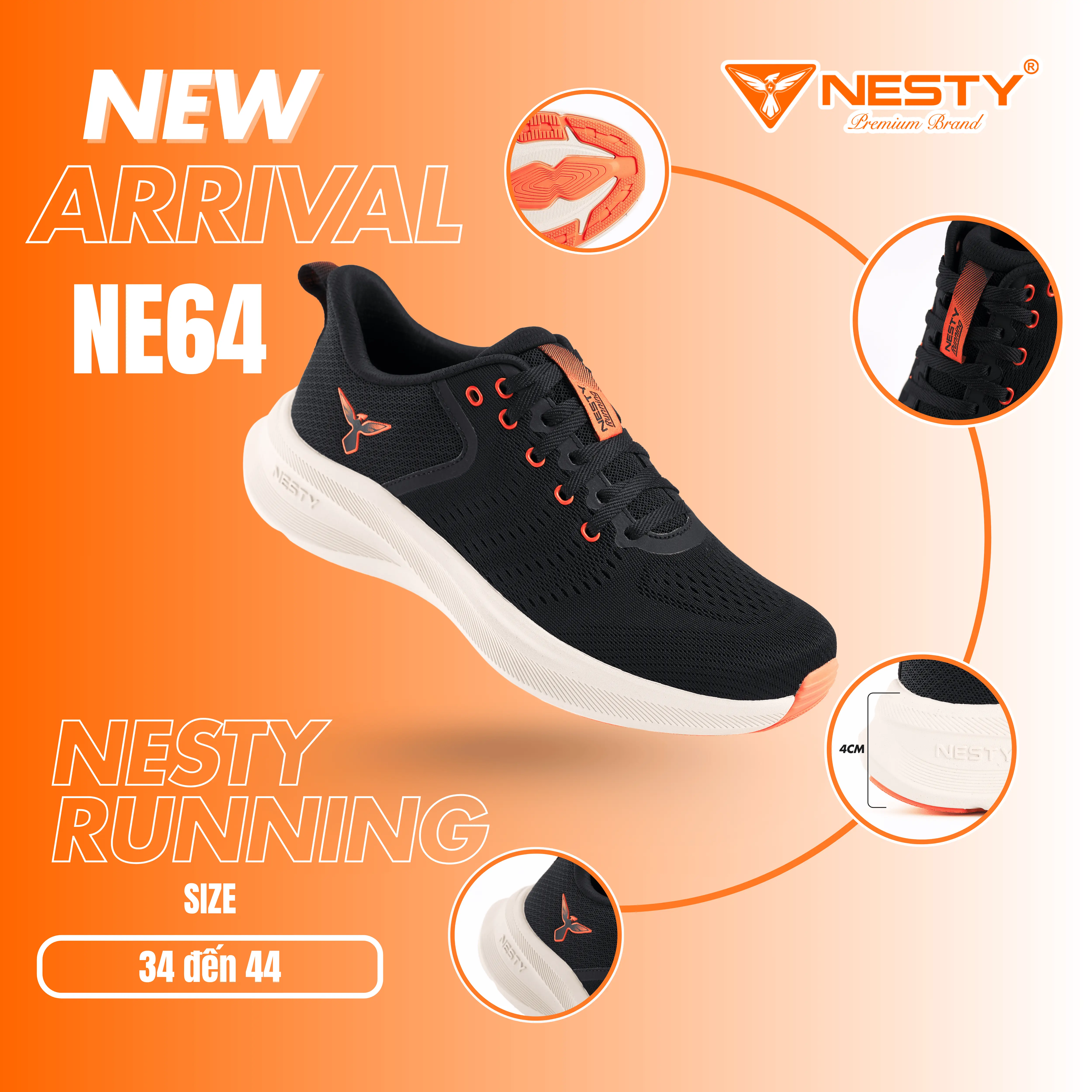 [NE64] GIÀY RUNNING NESTY CAO CẤP- Giày Thể Thao Unisex Êm Ái, Nhẹ Và Thoáng Khí [KO1]