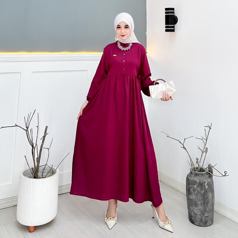 Sherila midi dress Polo linen premium busui friendly bahan adem 3