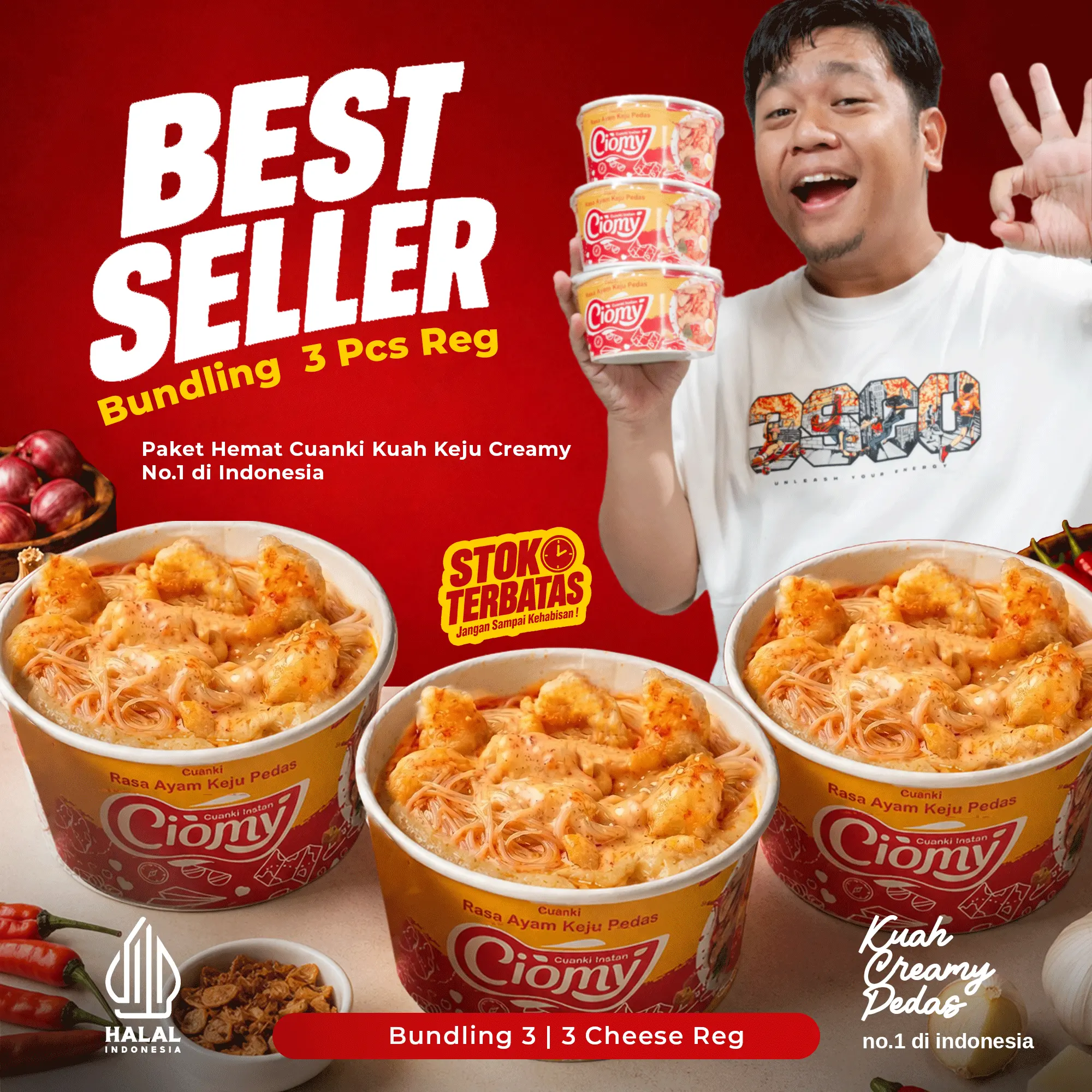 CIOMY - [PRODUK BEST SELLER] Bundling 3 Lebih Hemat Cuanki Instan Kuah Ayam Keju Creamy Cup Reg HALAL & Sudah BPOM