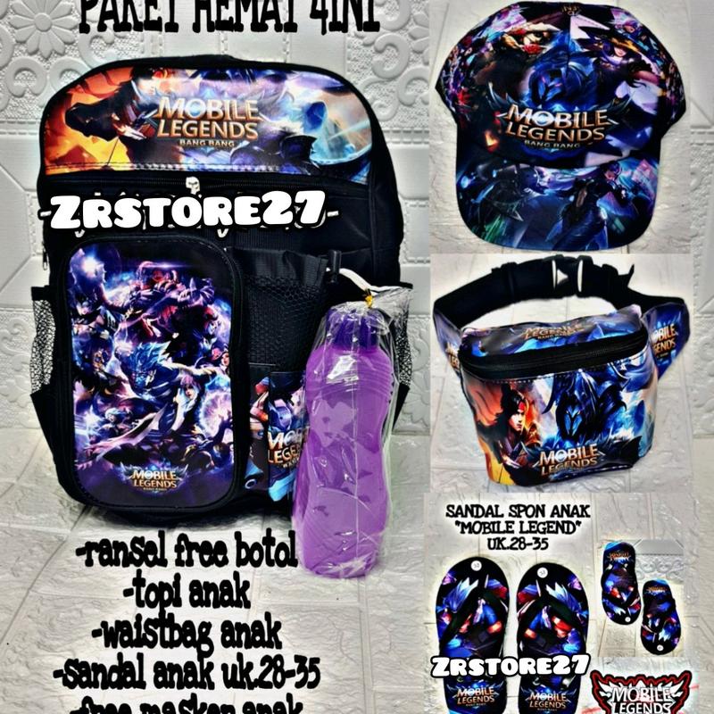 Tas Sekolah Ransel 4in1 Freefire Mobilelegend Boboiboy Anak Fashion 2