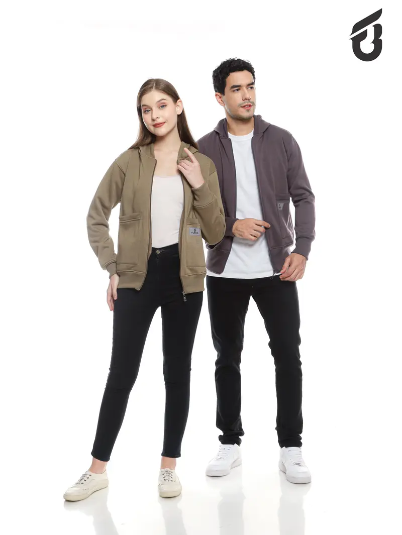 FUB Jaket Zipper Fleece Korean Style Premium High Quality Unisex