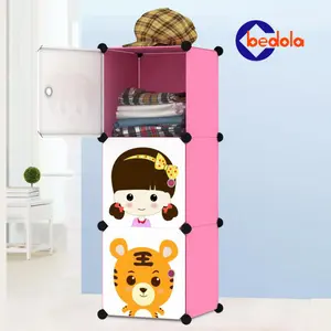 Lemari pakaian lemari plastik kartun lemari baju anak rak buku rak topi  3 kotak