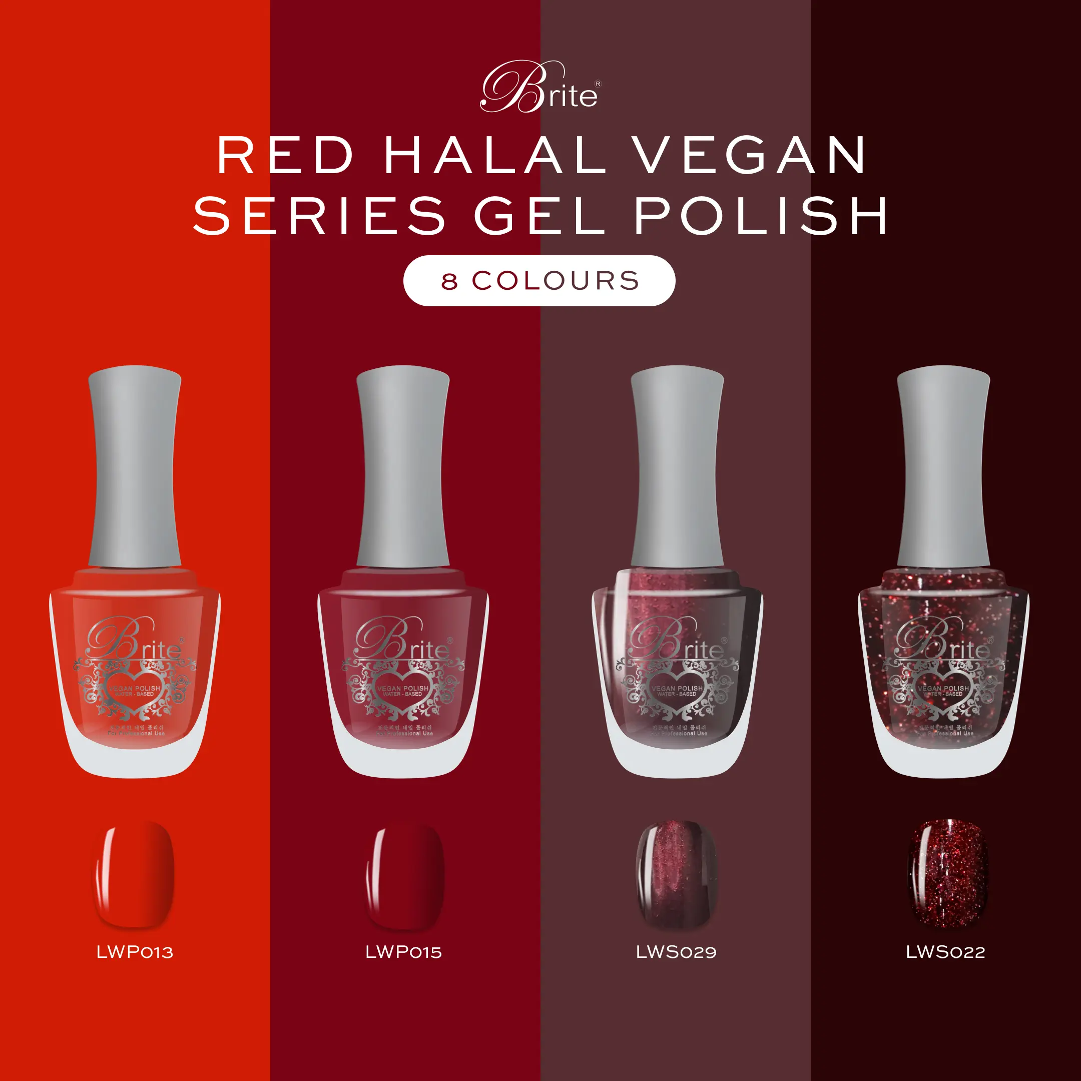 Brite Halal Vegan Nail Polish (Red Series)