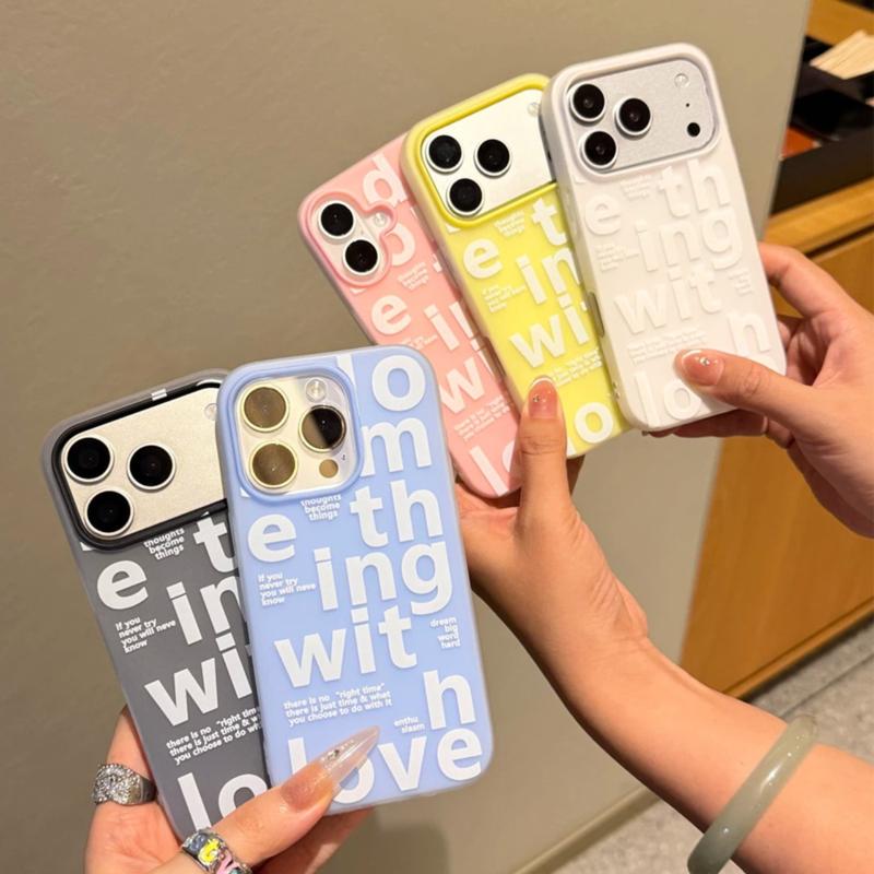 Ốp lưng điện thoại dạng thạch, Chống sốc bảo vệ camera iPhone 17, 16, 15, 14, 13, 12, 11 Pro Max, iPhone 14, 15, 16 Plus, iPhone X, XR, XS MAX, iPhone 17 Air, Vỏ silicone TPU, Chữ cái tiếng Anh tối giản