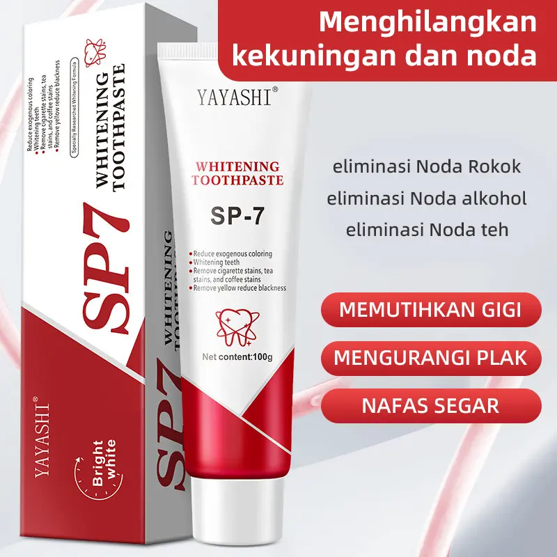 Pasta Gigi YAYASHI SP7 Pemutih Probiotik dan Penghilang Bau Mulut Natural Mint 100g - Mencerahkan Senyum dan Mencegah Kerusakan Gigi - Gusi, Penyegar