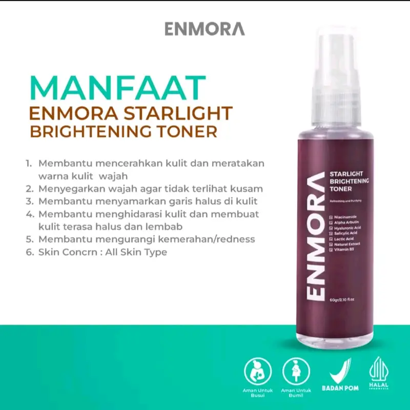 Enmora Starlight Series 3 in 1 - Brightening Facial Wash, Toner, dan Serum - Mengencangkan, Mencerahkan, Membersihkan, Aging, Pelembab, Muka 5