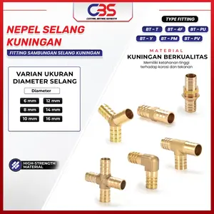 {CBS} Sambungan Selang Kuningan Fitting Konektor Barbed Barb Lurus/ Siku/ T/ 3 Cabang Y/ 4 Cabang