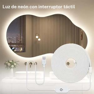 1 pieza de tira de luz led neón sensible al tacto, con brillo ajustable y flexible, ideal para decoración del hogar, espejos y fondo de pantalla de la TV