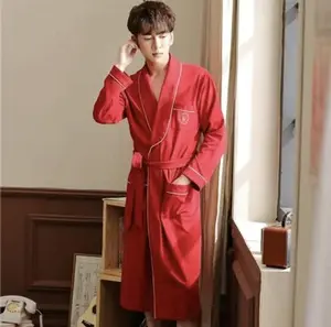 Baju Tidur Kimono Panjang Pria Tebal Cowok Bahan Kaos Premium