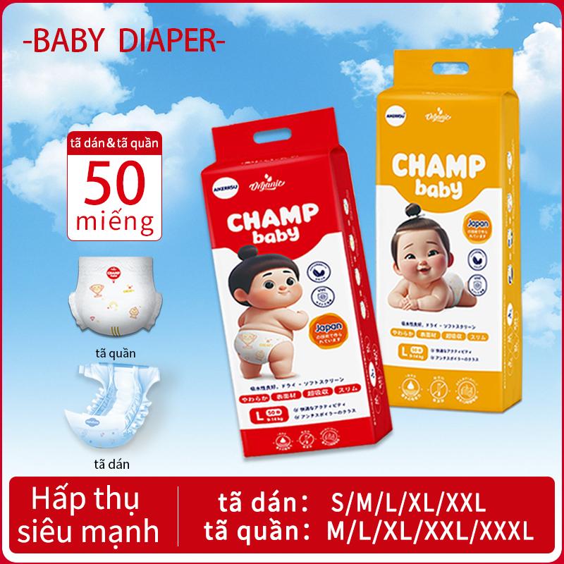 CHAMPION BABY Tã quần/Tã dán SIÊU MỎNG THẤM HÚT - Khô thoáng vượt trội, êm mềm…
