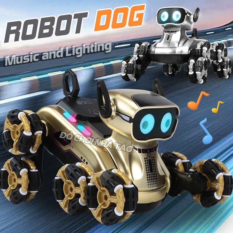  Đồ chơi chú chó máy Robot 8 bánh Sliver biểu diễn kỹ năng điều khiển từ xa cao cấp sử dụng pin sạc âm thanh đèn led - Xe Rô bốt Điều Khiển Từ Xa 8 Bánh Toy 