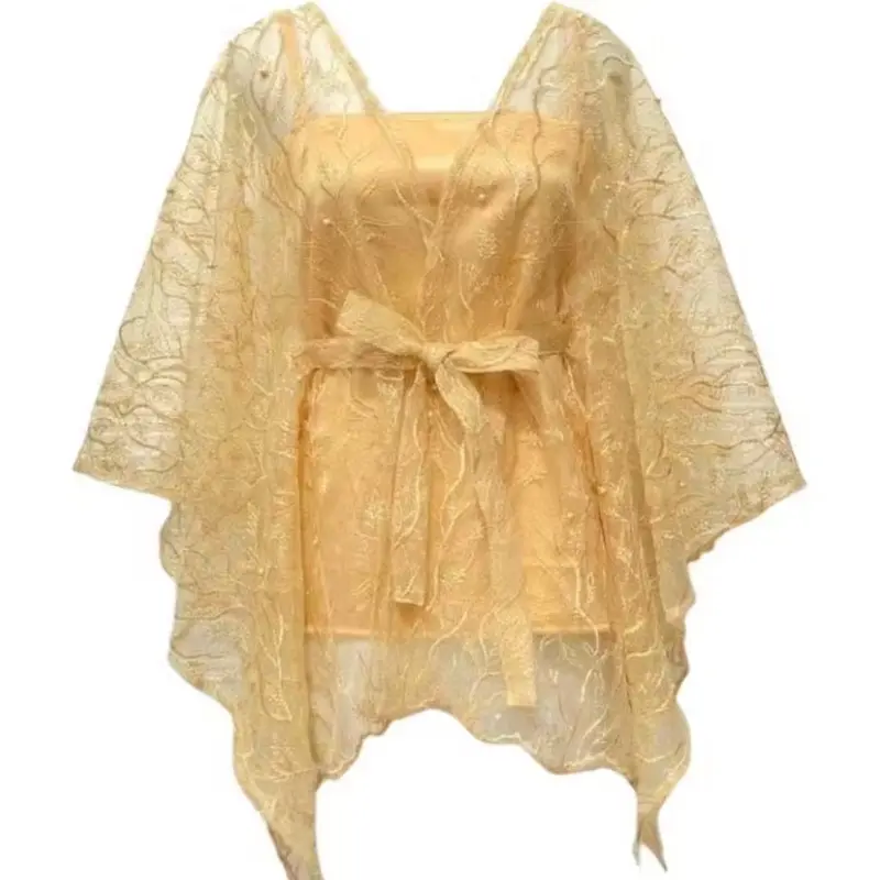Outer Brukat Cape Brukat Tile Mutiara Kebaya Simple Cape Brukat One Shoulder Outer New Fashion Tile Kebaya Wisuda Lamaran Baju Tunangan Modern 5