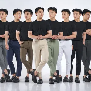 Celana Ankle Pants Pria Casual Formal Bahan Semi Wol Lembut Semi Stretch Slim Fit