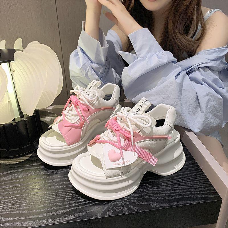 Dép Đế Xuồng Khối Màu, Dễ Phối Đồ Tăng Chiều Cao, Dép La Mã Thể Thao Nữ Shoes Đồng GiàY DéP