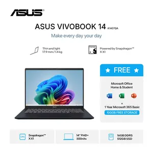 ASUS VIVOBOOK 14 A1407QA-SNAPDRAGON X X1 26100 - 16GB-512GB -W11+OHS - 14.0 WUXGA VIPS BLU