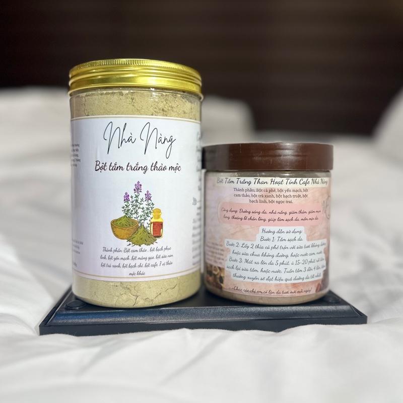 Nhà Nàng Combo Bột Tắm Trắng Than Hoạt Tính Cafe 300g & 500g tắm trắng Thảo Mộc Sáng Da Nhả Nắng Hiệu Quả