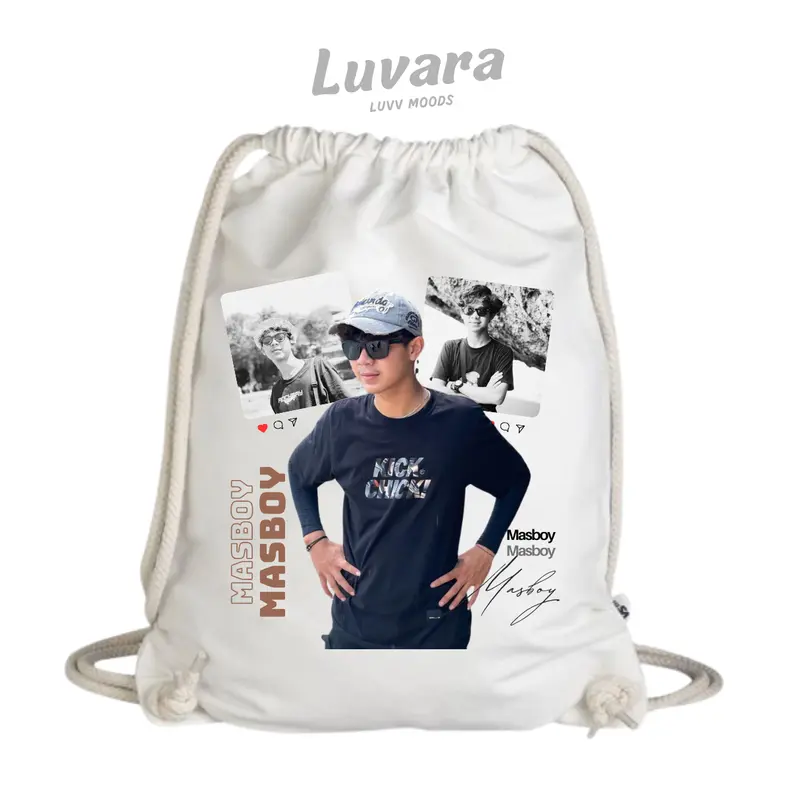 Tas serut WHITE Masboy Isal Andika bonus PHOTOCARDS bahan Canvas Twill 30x40cm warna tidak luntur 3