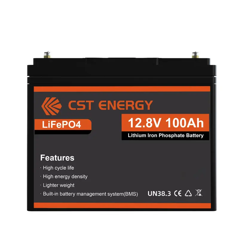 CST ENERGY Baterai Lithium LiFePO4 12V 100Ah Baterai Lithium Surya Isi Ulang Portabel BMS Cerdas Terintegrasi Grup Perlindungan Suhu Rendah 31 Baterai Siklus Dalam untuk Motor Trolling, RV, Surya, Kelautan, Berkemah, dan Aplikasi Off Grid 1