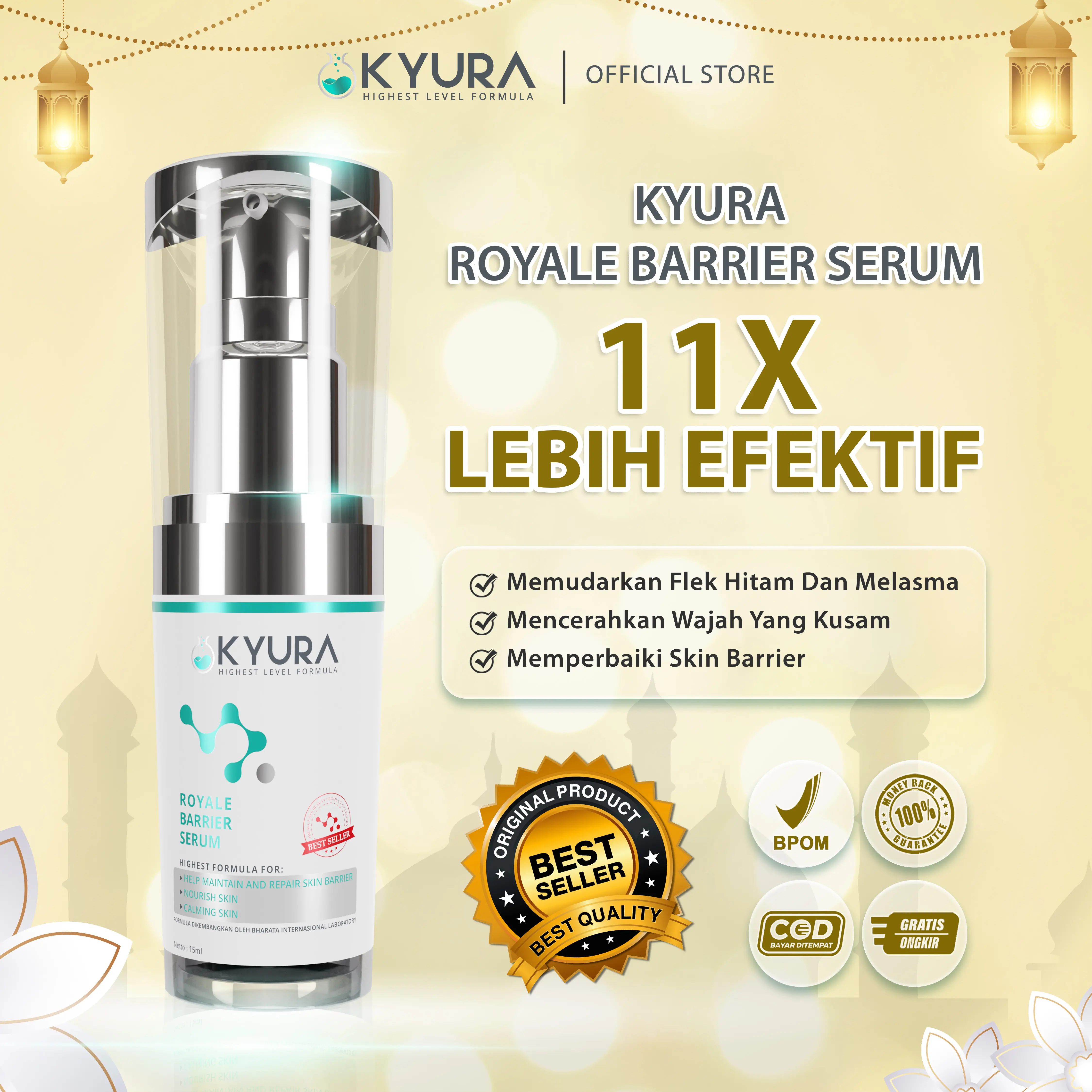 KYURA Royale Barrier Serum - 11X Efektif Mencerahkan Wajah, Pudarkan Flek Hitam, Melasma Dan Bekas Jerawat
