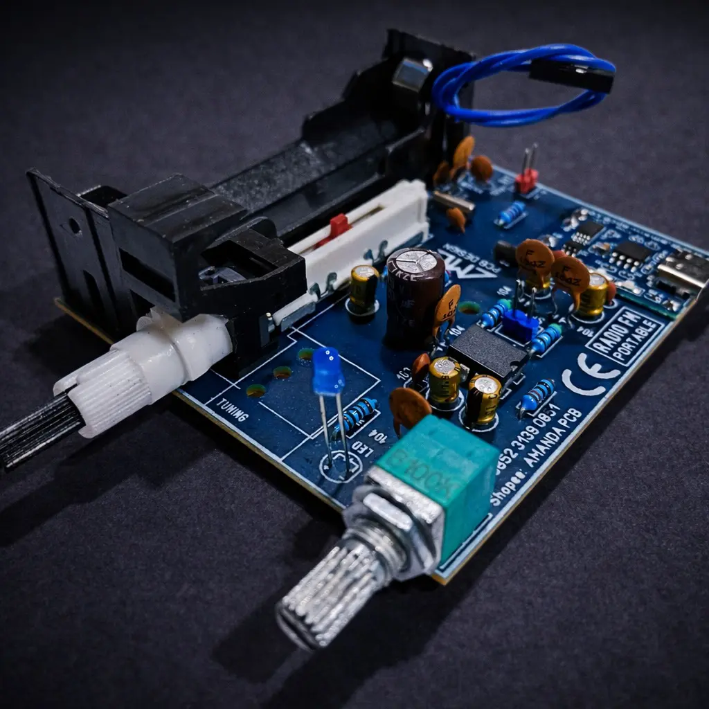 Kit Radio FM Portabel KT0936MB9 TDA2822 | 18650 3.7V | TP4056 Type-C