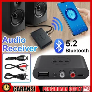Bluetooth 5.2 Receiver Audio Stereo Flashdisk RCA 3.5mm AUX interface With Mic Untuk kit Amplifier Mobil Speaker Earphone penerima