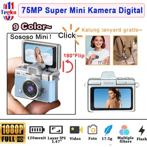 TEEKA MiniFlip 75MP Flip Mini Kamera Digital Retro Thumb Camera 1080p Portable Vintage Very Small Mini Camera Video Recorder MINI handycam