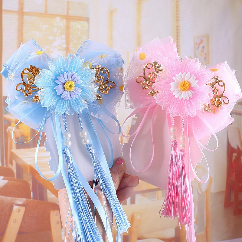 Product Introduction of Flowers Hairpins For Children New Bowknot Streamers Hair Accessories Fresh and Sweet Retro Jewelry Hairpins Gifts For Girls AKKU 17
