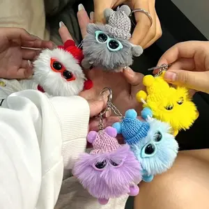 Gantungan Kunci Boneka Lucu dengan Kacamata Warna-warni untuk Tas dan Kunci - Aksesori Unik dan Imut keychain pom