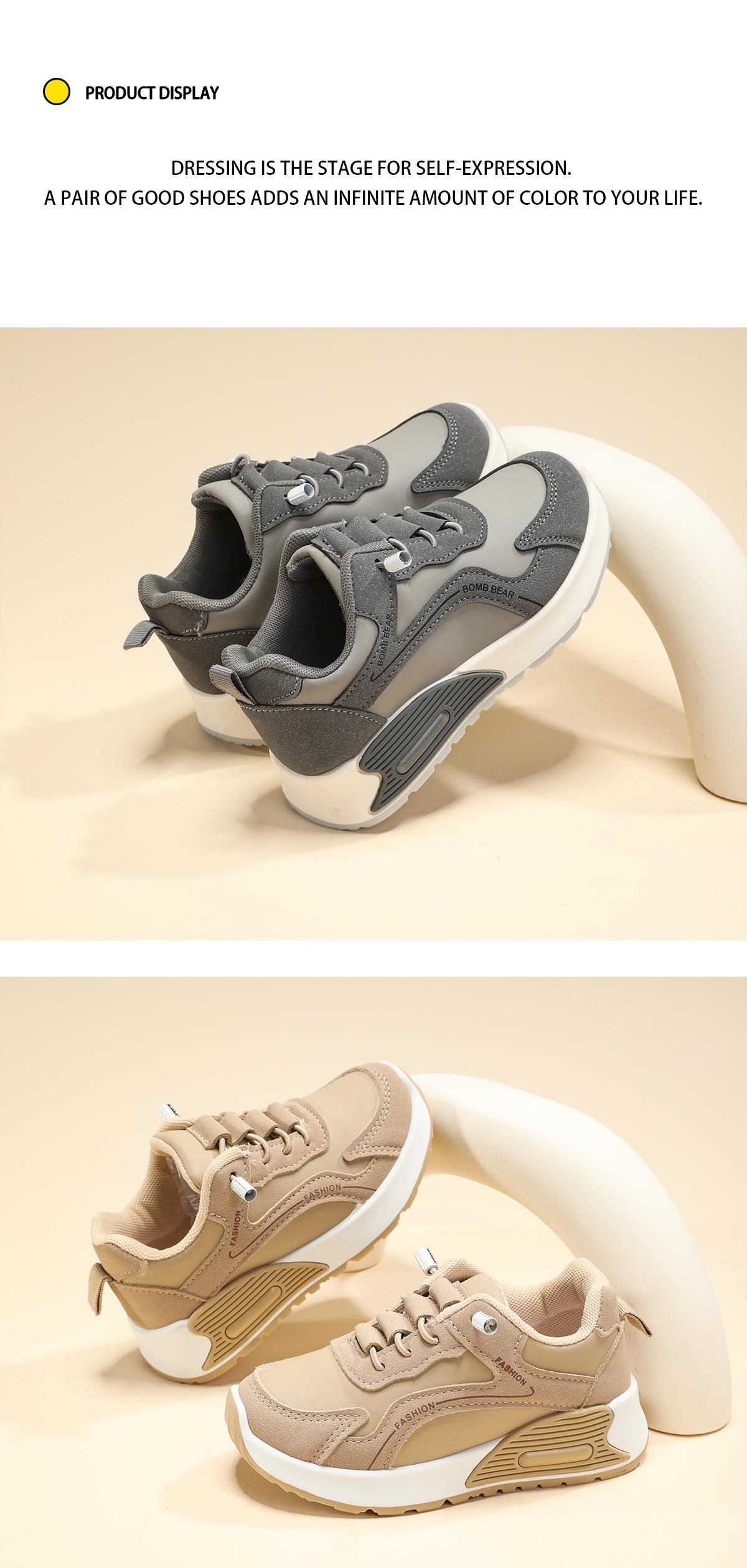 BOMBBEAR 6308 Sepatu Sekolah Anak Dengan Fashion Sneakers Mesh Sintetis Premium, Kualitas Nyaman Lentur Ringan Desain Ergonomis untuk Aktivitas Aktif Si Kecil! warna Hitam, Pink, Khaki dan Abu dengan size 26-37