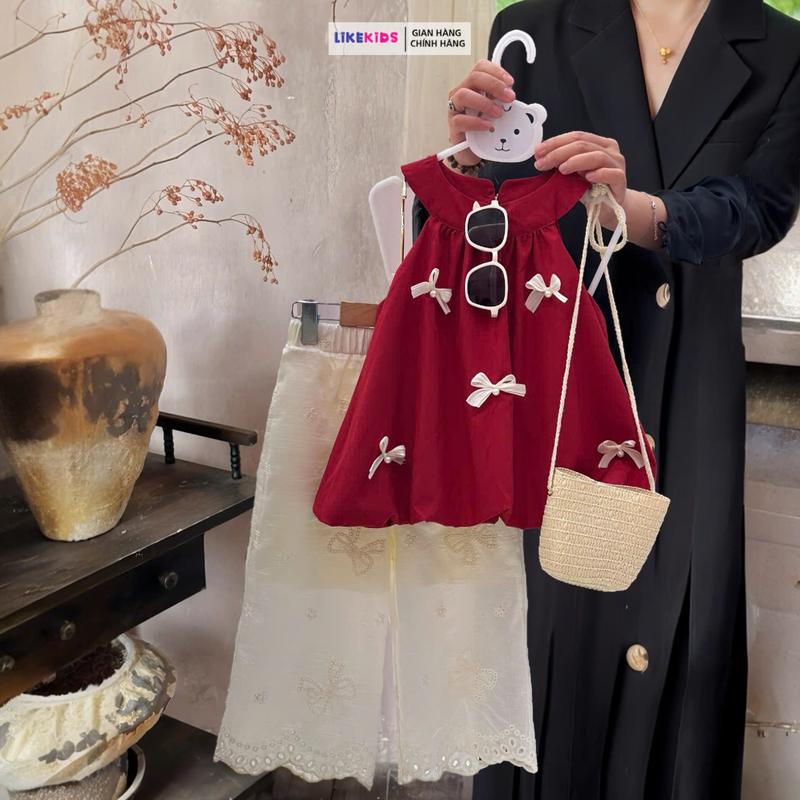 SET quần áo cho bé gái kiểu dáng YẾM NƠ LikeKids E40