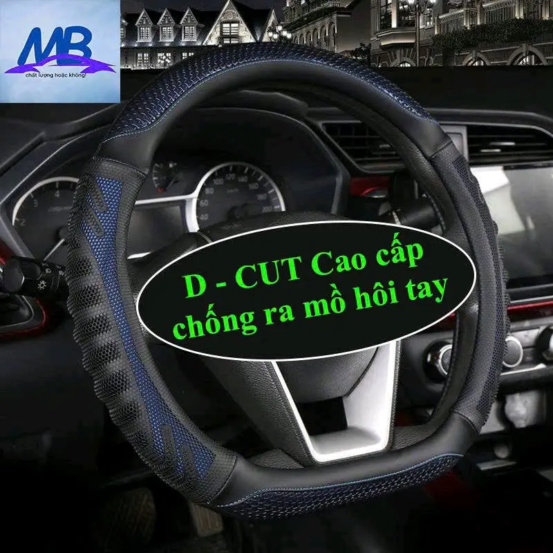 Bọc vô lăng D-cut mẫu mới,chống ra mồ hôi tay. chất liệu da cao cấp kết hợp lưới 3D siêu bền.size38 Nội Thất #bocvolang vô  lăng
