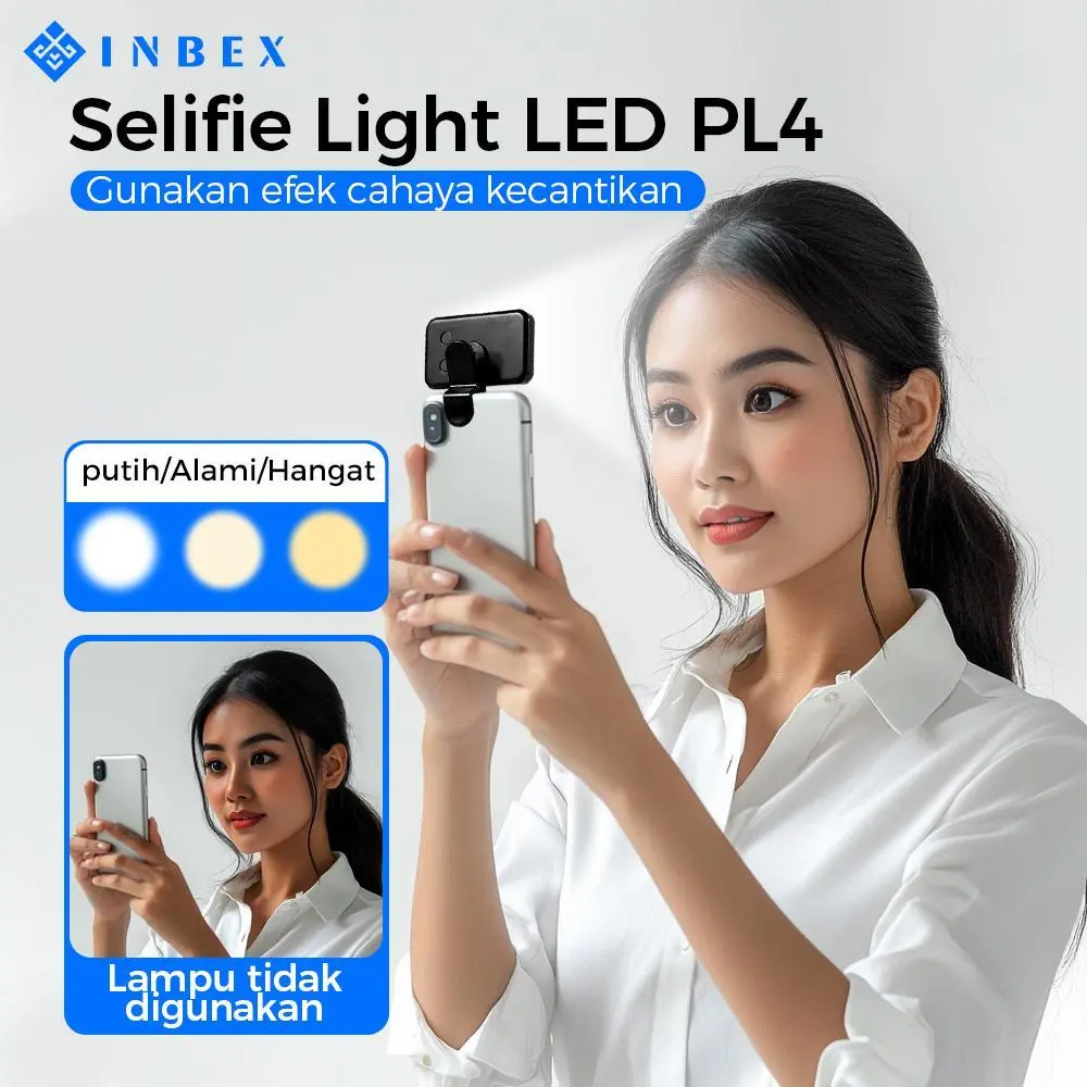 【COD】【24H Shipping】【30 HARI】【Esok Sampai】INBEX PL4 Mini Portable LED Light untuk Selfie, Live Streaming, dan Fotografi – Lampu Saku untuk Kecantikan dan Penggunaan di Luar Ruangan