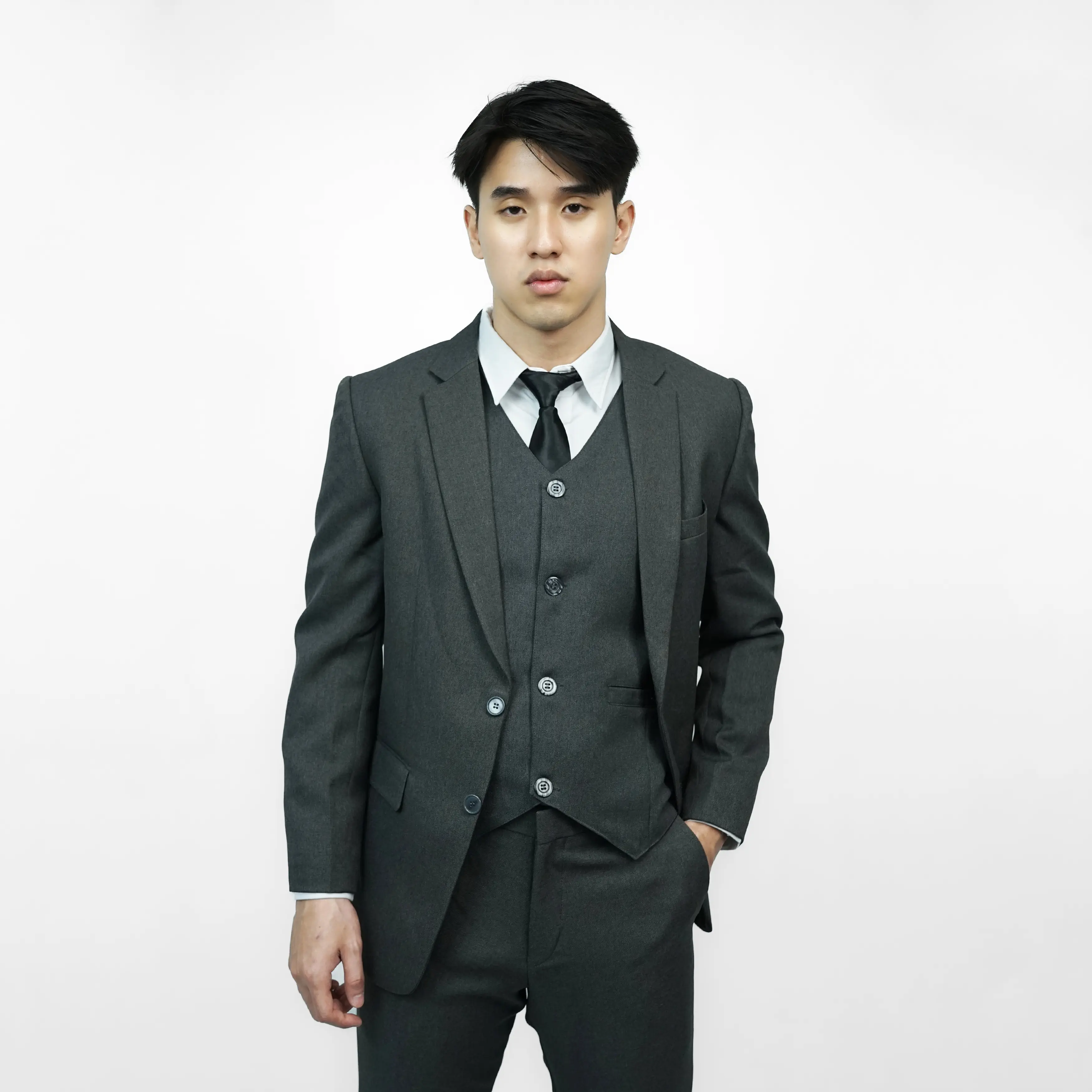 Mubeng - Elegant Jas Slimfit Dark Grey (Free Cover Jas)