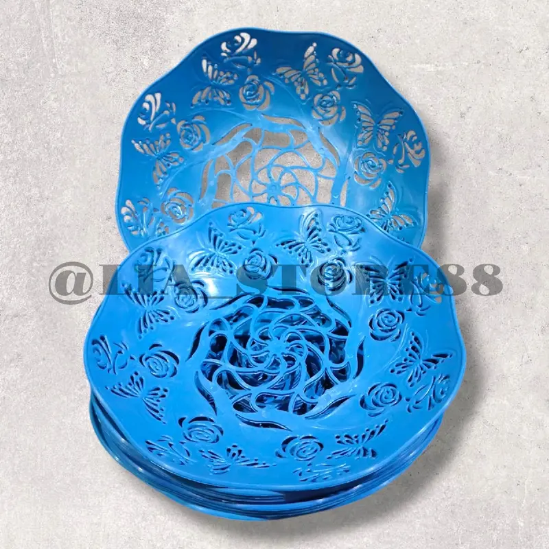 set peralatan makan ( PAKET USAHA 24PCS) Piring Rotan Batik Cekung Motif Ukir 22cm  Free Centong 1 Pcs Souvenir Plastik Kitchenware 3
