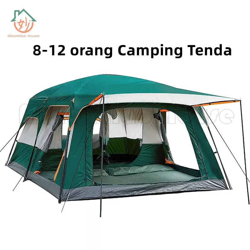 8-12 orang Tenda camping Tenda Tahan Air Lapisan Ganda Pertemuan Keluarga Tenda Besar Portable outdoor waterproof