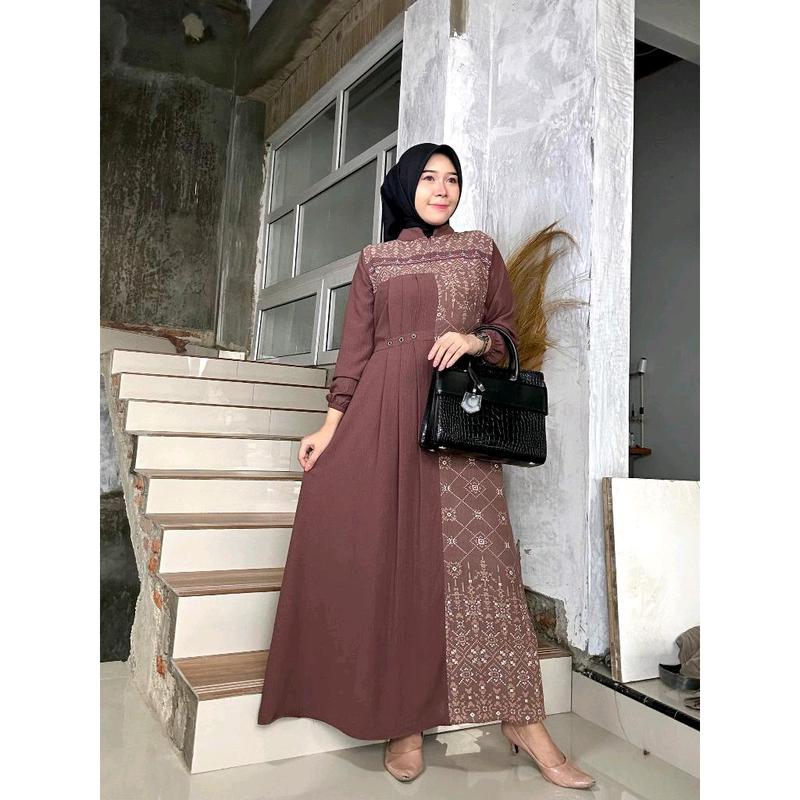 Ready LANGSUNG KIRIM Gamis Tsabina Gamis Mute Swarovsky Cringkle motif 2